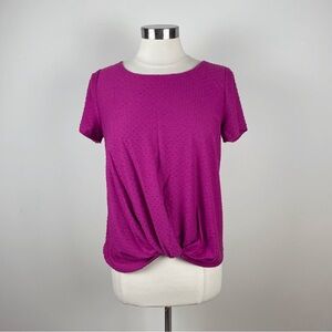 Rose & Olive Solid Pink Dots Polka Dot Short Sleeve Top Women Medium Casual